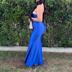 Blue maxi wedding guest dress